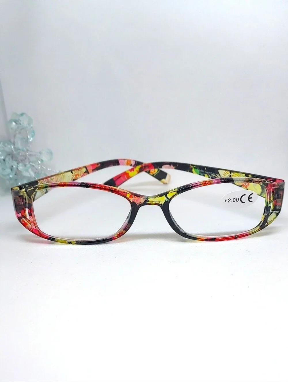 Reading Glasses +2.00 With Coordinating Rainbow Hard Case And Dust Bag NWT